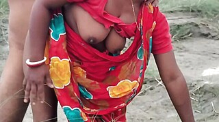 HouseWife In Red Saree Goes For Her Goat And Met A guy bangladeshi HouseWife milf mature outdoor