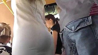 Upskirt Tight White Sheer Thong On Bus voyeur  upskirt